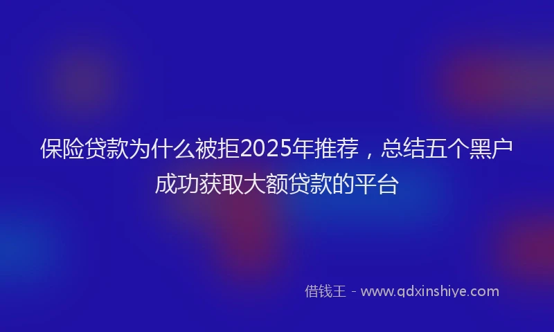 保险贷款为什么被拒2025年推荐，总结五个黑户成功获取大额贷款的平台