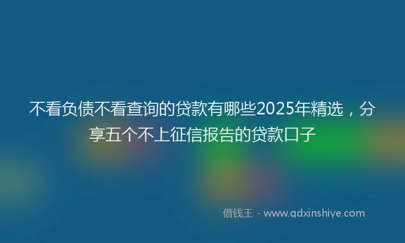 不看负债不看查询的贷款有哪些2025年精选，分享五个不上征信报告的贷款口子