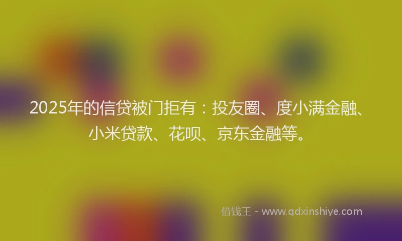 2025年的信贷被门拒有：投友圈、度小满金融、小米贷款、花呗、京东金融等。