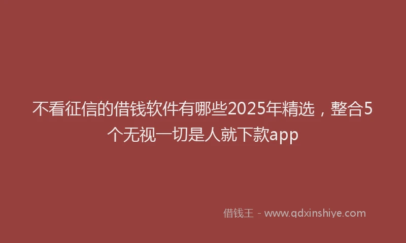 不看征信的借钱软件有哪些2025年精选，整合5个无视一切是人就下款app