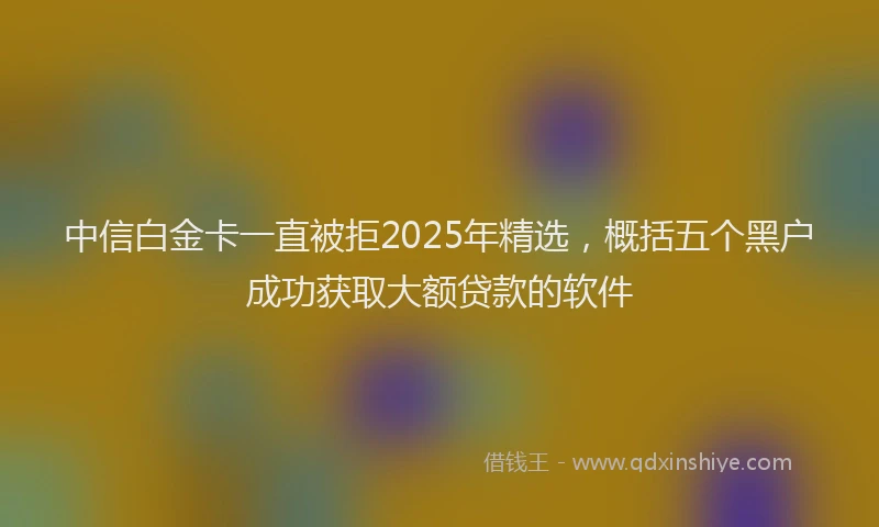中信白金卡一直被拒2025年精选，概括五个黑户成功获取大额贷款的软件