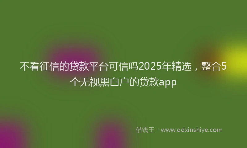 不看征信的贷款平台可信吗2025年精选，整合5个无视黑白户的贷款app