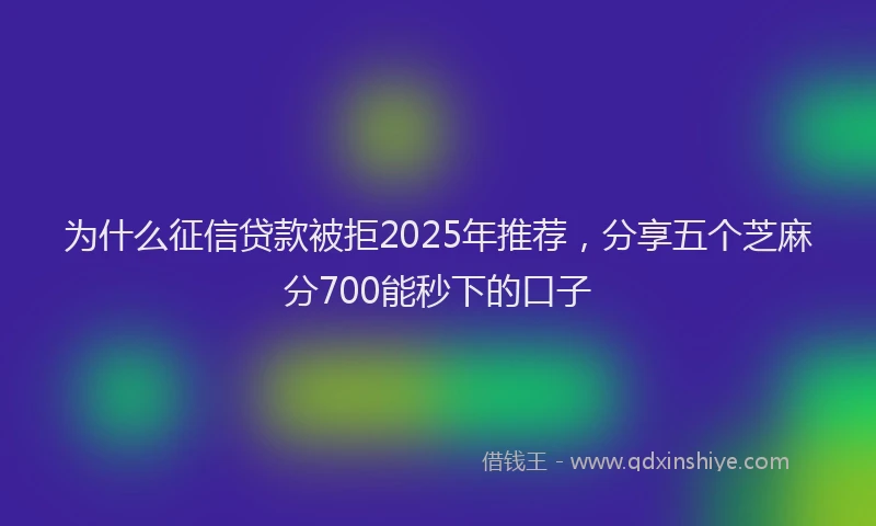 为什么征信贷款被拒2025年推荐，分享五个芝麻分700能秒下的口子
