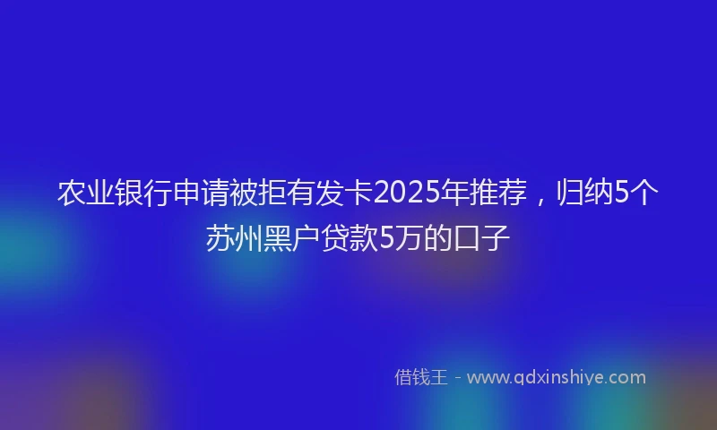 农业银行申请被拒有发卡2025年推荐，归纳5个苏州黑户贷款5万的口子