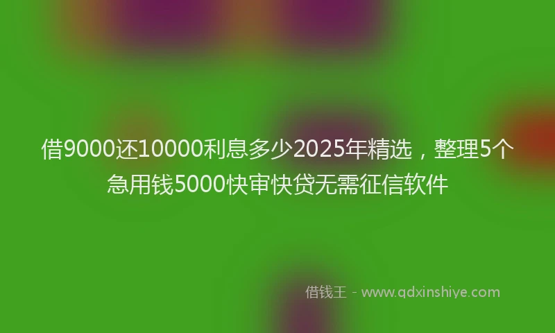 借9000还10000利息多少2025年精选，整理5个急用钱5000快审快贷无需征信软件