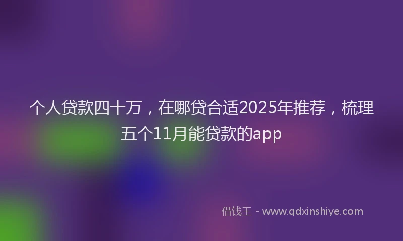 个人贷款四十万，在哪贷合适2025年推荐，梳理五个11月能贷款的app