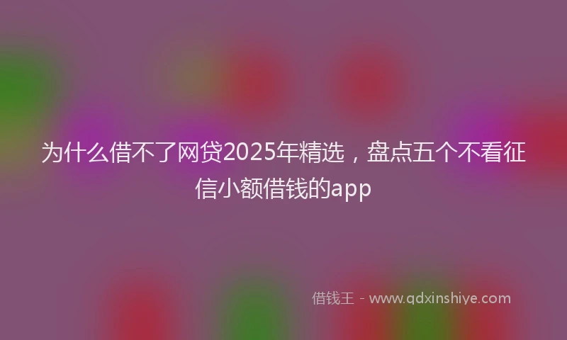 为什么借不了网贷2025年精选，盘点五个不看征信小额借钱的app