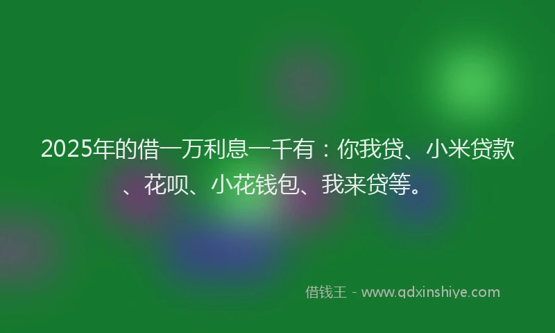 2025年的借一万利息一千有：你我贷、小米贷款、花呗、小花钱包、我来贷等。