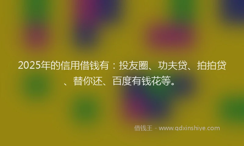 2025年的信用借钱有：投友圈、功夫贷、拍拍贷、替你还、百度有钱花等。