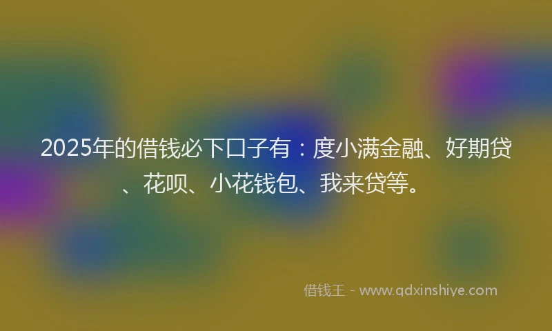 2025年的借钱必下口子有：度小满金融、好期贷、花呗、小花钱包、我来贷等。