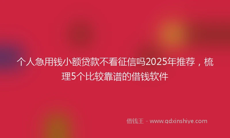 个人急用钱小额贷款不看征信吗2025年推荐，梳理5个比较靠谱的借钱软件