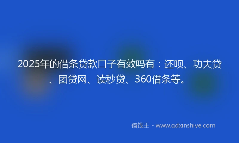 2025年的借条贷款口子有效吗有：还呗、功夫贷、团贷网、读秒贷、360借条等。
