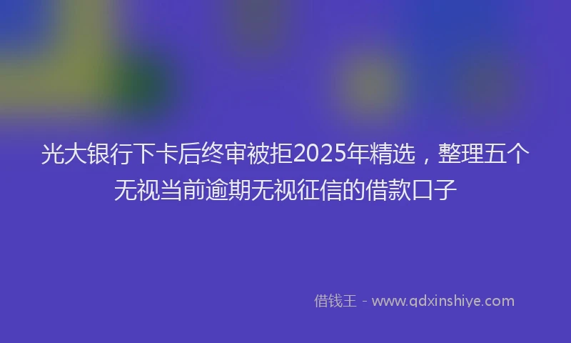 光大银行下卡后终审被拒2025年精选，整理五个无视当前逾期无视征信的借款口子