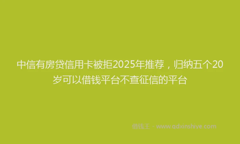 中信有房贷信用卡被拒2025年推荐，归纳五个20岁可以借钱平台不查征信的平台