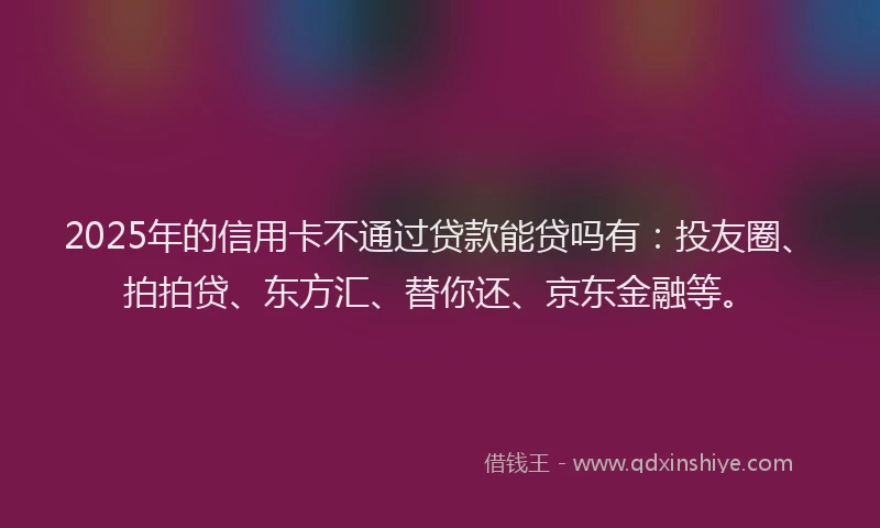 2025年的信用卡不通过贷款能贷吗有：投友圈、拍拍贷、东方汇、替你还、京东金融等。