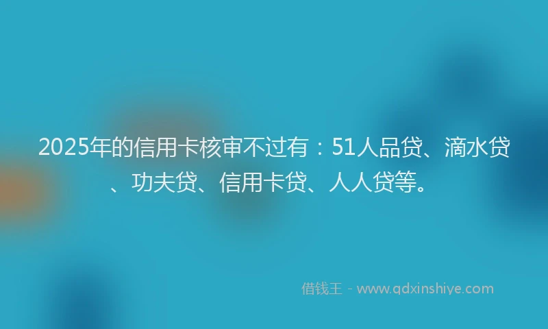 2025年的信用卡核审不过有：51人品贷、滴水贷、功夫贷、信用卡贷、人人贷等。