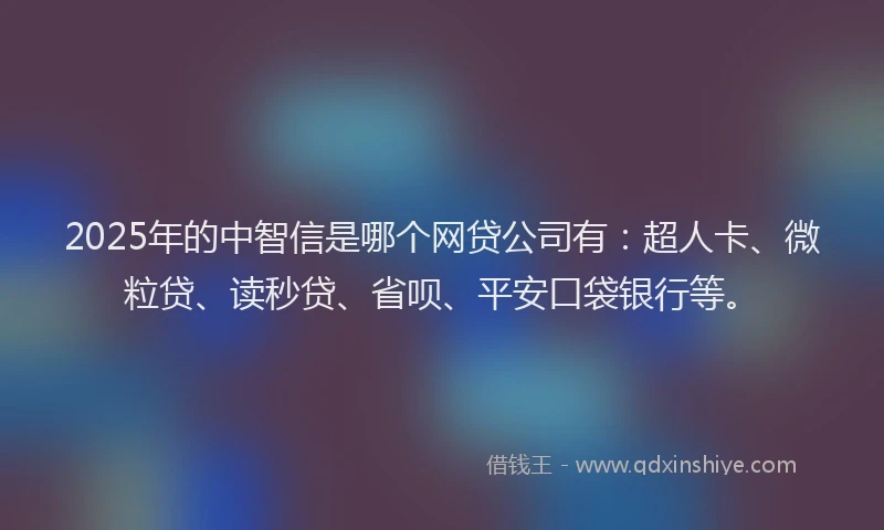 2025年的中智信是哪个网贷公司有：超人卡、微粒贷、读秒贷、省呗、平安口袋银行等。