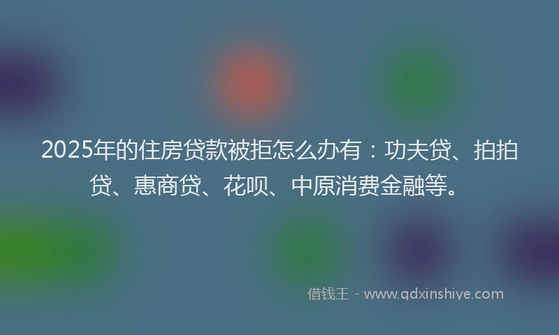 2025年的住房贷款被拒怎么办有：功夫贷、拍拍贷、惠商贷、花呗、中原消费金融等。