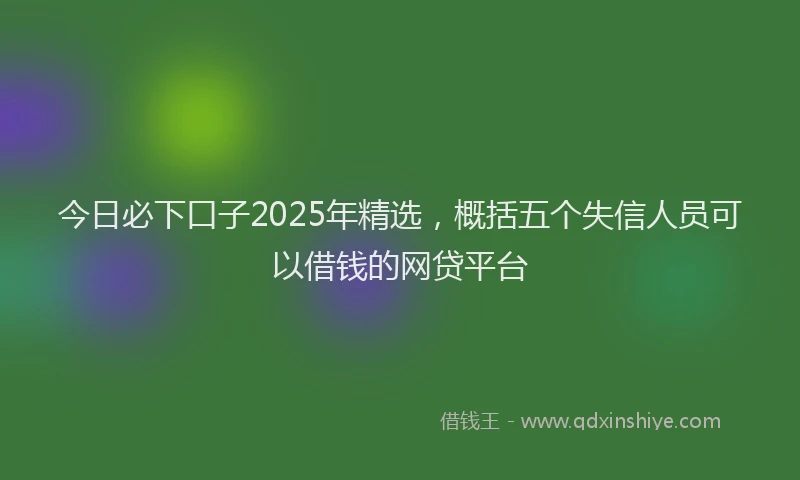 今日必下口子2025年精选，概括五个失信人员可以借钱的网贷平台