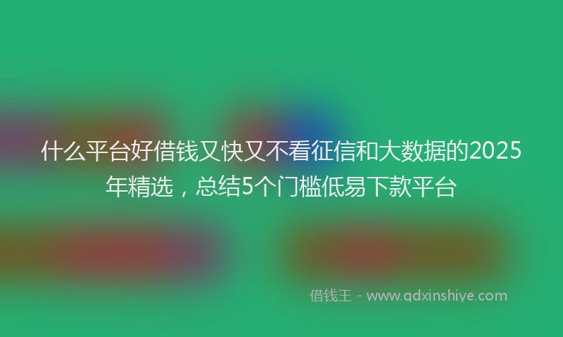 什么平台好借钱又快又不看征信和大数据的2025年精选，总结5个门槛低易下款平台