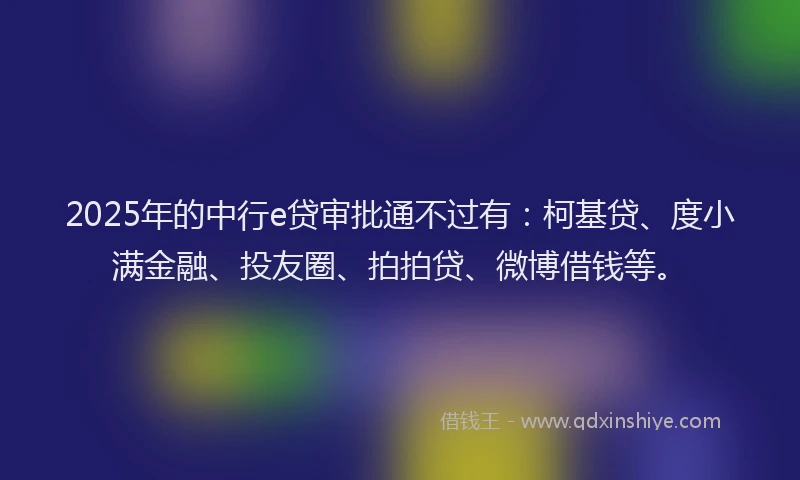 2025年的中行e贷审批通不过有：柯基贷、度小满金融、投友圈、拍拍贷、微博借钱等。