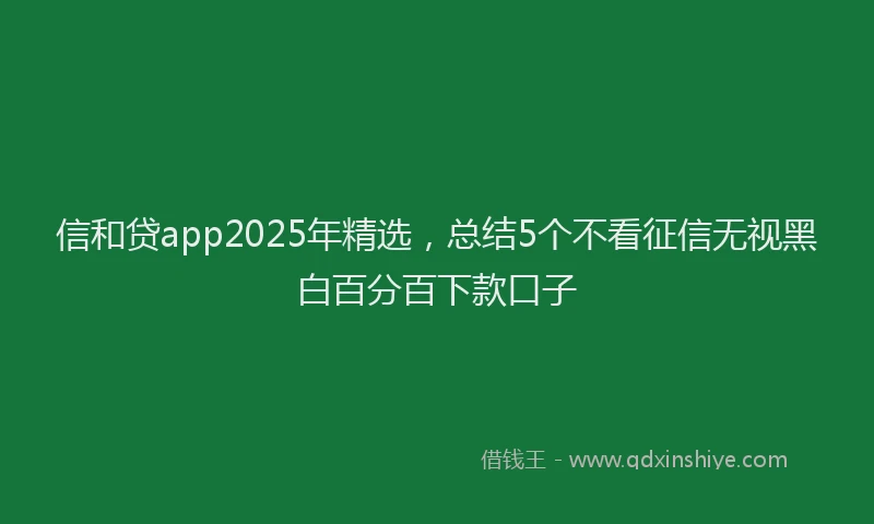 信和贷app2025年精选，总结5个不看征信无视黑白百分百下款口子