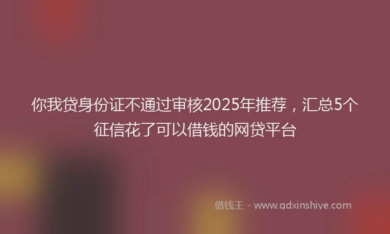 你我贷身份证不通过审核2025年推荐，汇总5个征信花了可以借钱的网贷平台