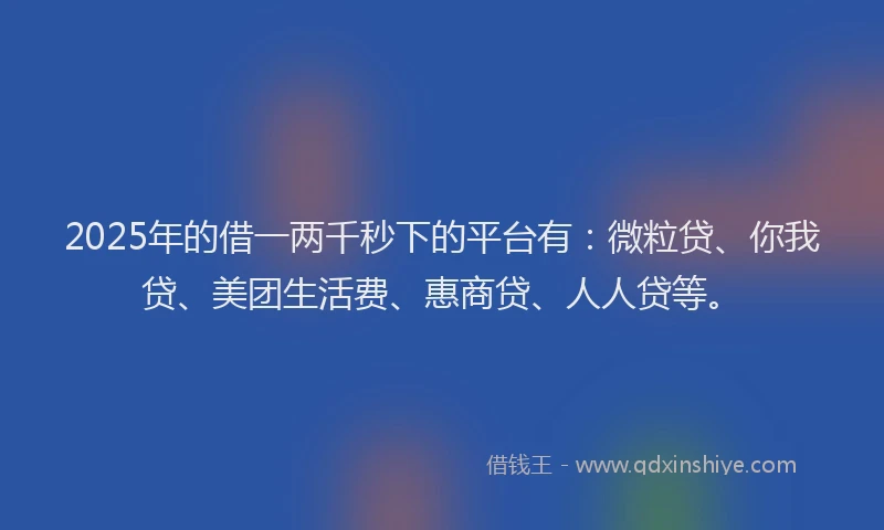 2025年的借一两千秒下的平台有：微粒贷、你我贷、美团生活费、惠商贷、人人贷等。