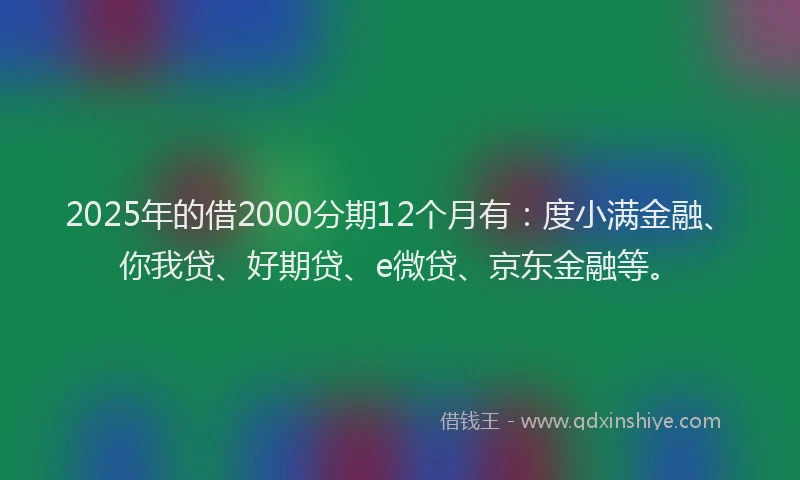 2025年的借2000分期12个月有：度小满金融、你我贷、好期贷、e微贷、京东金融等。