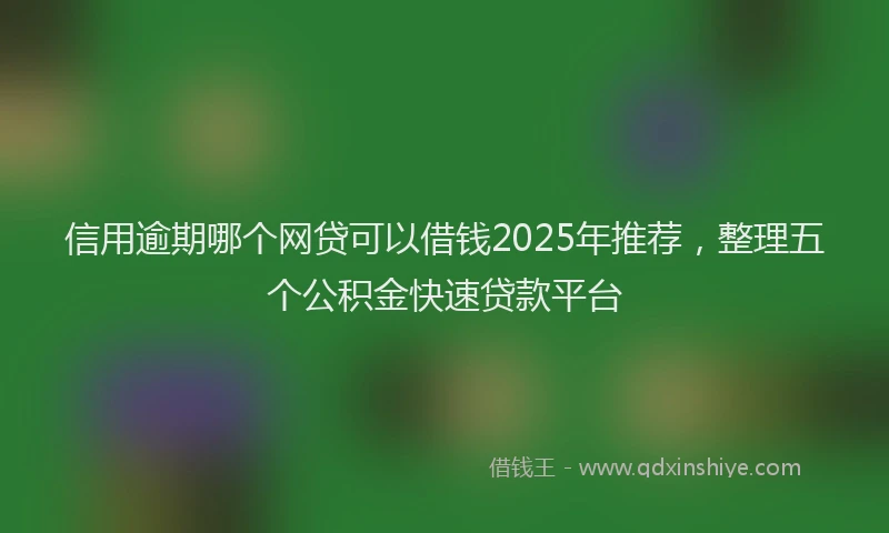 信用逾期哪个网贷可以借钱2025年推荐，整理五个公积金快速贷款平台