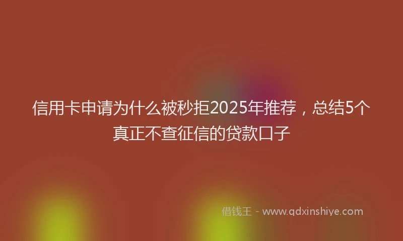 信用卡申请为什么被秒拒2025年推荐，总结5个真正不查征信的贷款口子