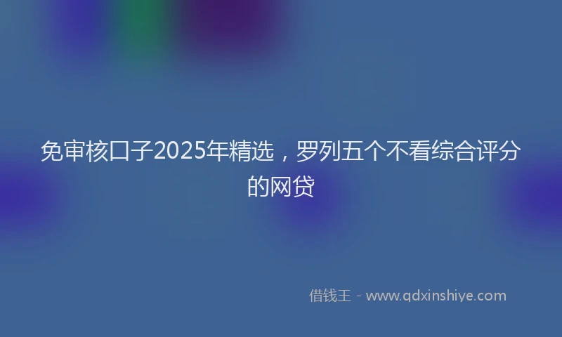 免审核口子2025年精选，罗列五个不看综合评分的网贷