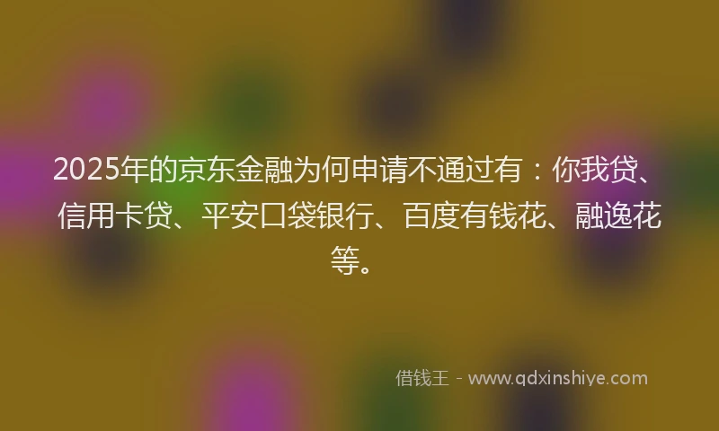 2025年的京东金融为何申请不通过有：你我贷、信用卡贷、平安口袋银行、百度有钱花、融逸花等。