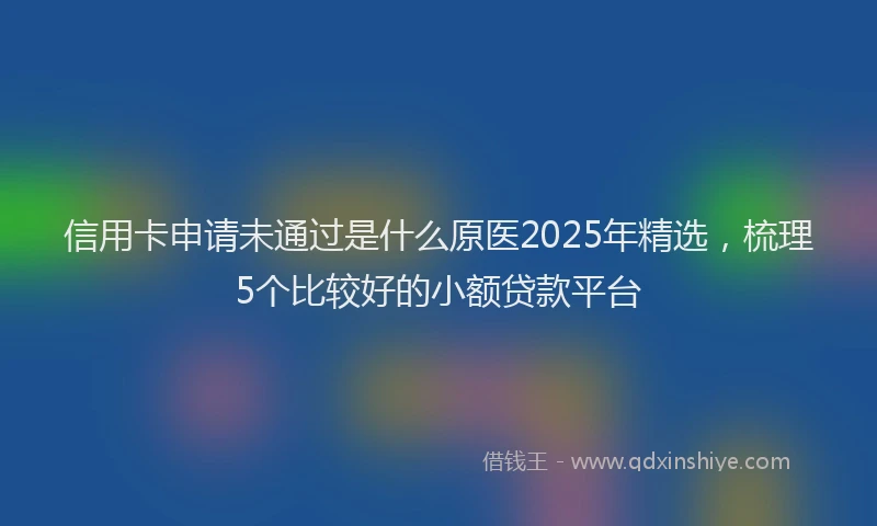 信用卡申请未通过是什么原医2025年精选，梳理5个比较好的小额贷款平台
