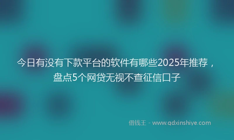 今日有没有下款平台的软件有哪些2025年推荐，盘点5个网贷无视不查征信口子