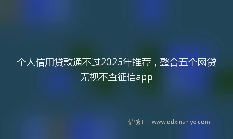 个人信用贷款通不过2025年推荐，整合五个网贷无视不查征信app