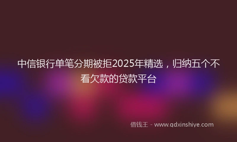 中信银行单笔分期被拒2025年精选，归纳五个不看欠款的贷款平台