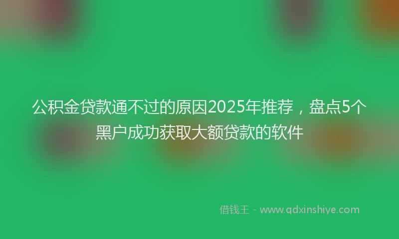 公积金贷款通不过的原因2025年推荐，盘点5个黑户成功获取大额贷款的软件