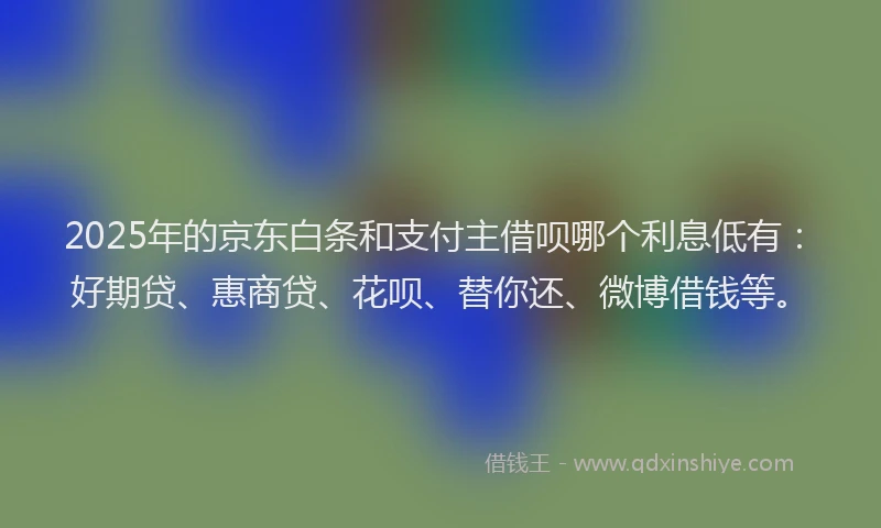 2025年的京东白条和支付主借呗哪个利息低有：好期贷、惠商贷、花呗、替你还、微博借钱等。
