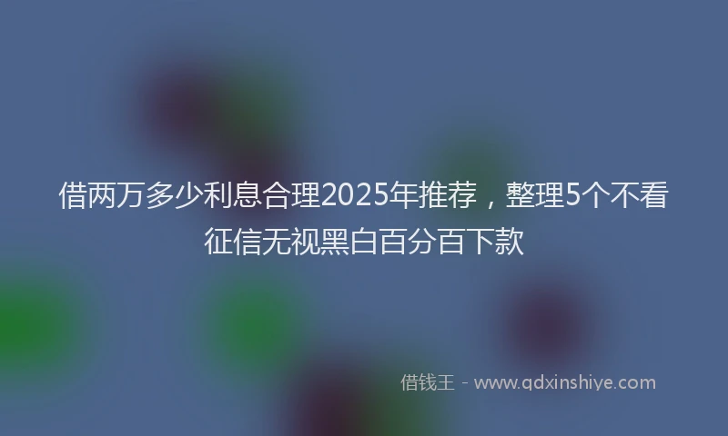 借两万多少利息合理2025年推荐，整理5个不看征信无视黑白百分百下款