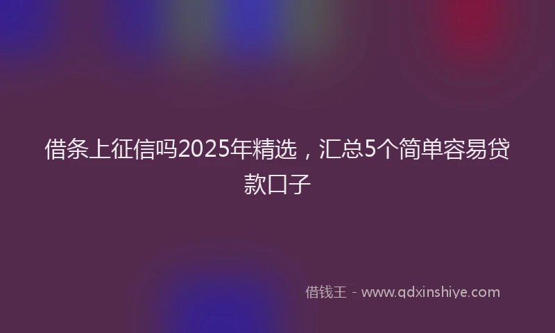 借条上征信吗2025年精选，汇总5个简单容易贷款口子
