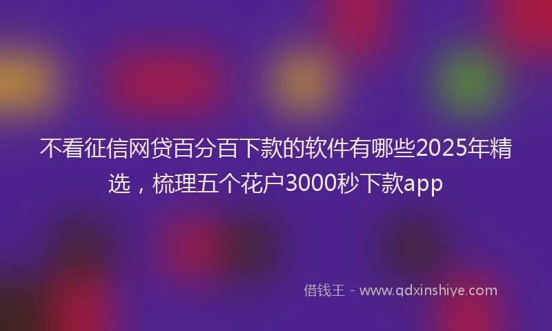 不看征信网贷百分百下款的软件有哪些2025年精选，梳理五个花户3000秒下款app