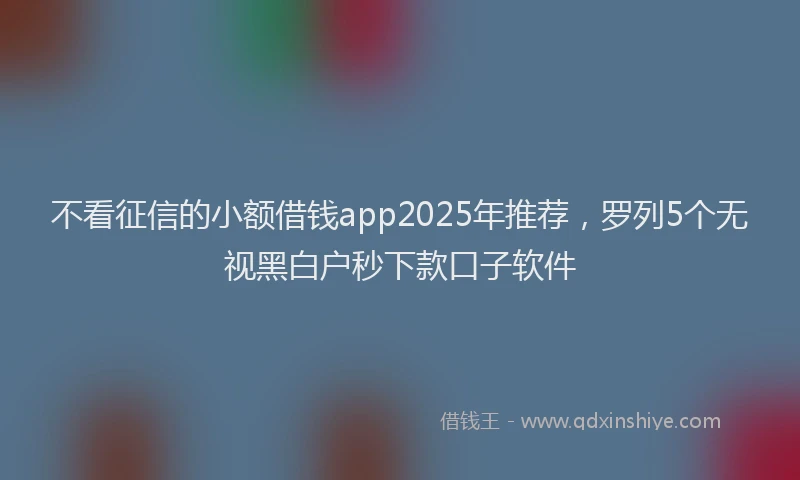 不看征信的小额借钱app2025年推荐，罗列5个无视黑白户秒下款口子软件