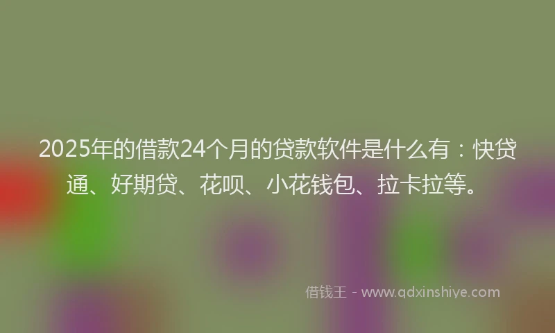 2025年的借款24个月的贷款软件是什么有：快贷通、好期贷、花呗、小花钱包、拉卡拉等。