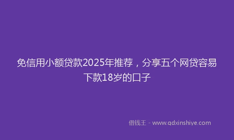 免信用小额贷款2025年推荐，分享五个网贷容易下款18岁的口子