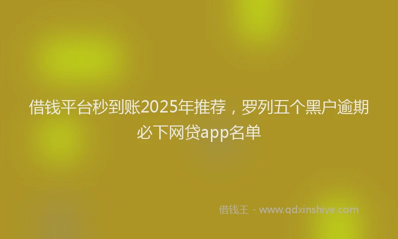 借钱平台秒到账2025年推荐，罗列五个黑户逾期必下网贷app名单