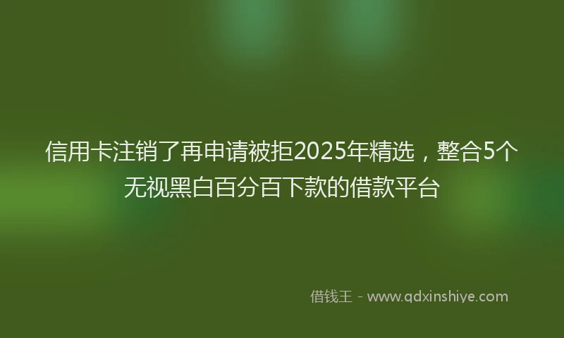 信用卡注销了再申请被拒2025年精选，整合5个无视黑白百分百下款的借款平台