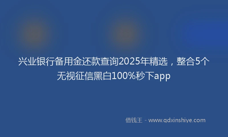 兴业银行备用金还款查询2025年精选，整合5个无视征信黑白100%秒下app