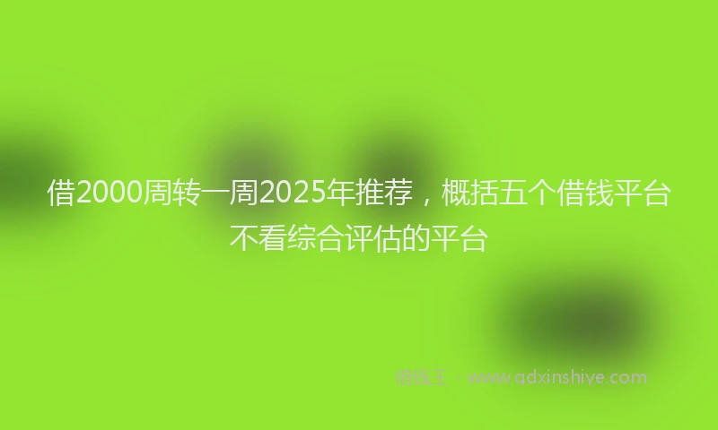 借2000周转一周2025年推荐，概括五个借钱平台不看综合评估的平台