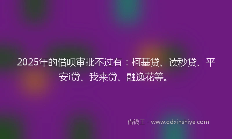2025年的借呗审批不过有：柯基贷、读秒贷、平安i贷、我来贷、融逸花等。